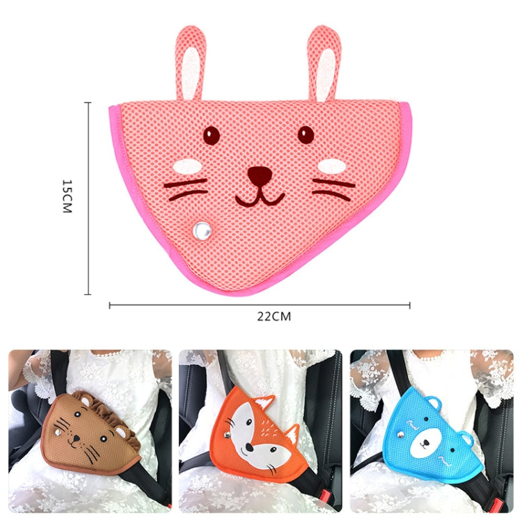 Car Child Seat Belt Adjusting and Fixing Device Buttons Seat Belt Anti-strangulation Shoulder Cover, Cotton Fabric Pink Stripes, Cotton Fabric Green Stripes, Mesh Fabric Rabbit, Mesh Fabric Fox, Mesh Fabric Lion, Mesh Fabric Polar Bear