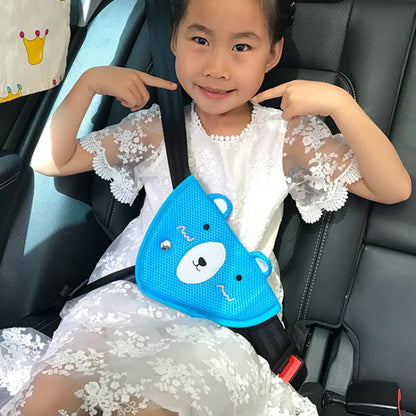 Car Child Seat Belt Adjusting and Fixing Device Buttons Seat Belt Anti-strangulation Shoulder Cover, Cotton Fabric Pink Stripes, Cotton Fabric Green Stripes, Mesh Fabric Rabbit, Mesh Fabric Fox, Mesh Fabric Lion, Mesh Fabric Polar Bear