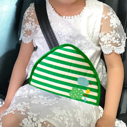 Car Child Seat Belt Adjusting and Fixing Device Buttons Seat Belt Anti-strangulation Shoulder Cover, Cotton Fabric Pink Stripes, Cotton Fabric Green Stripes, Mesh Fabric Rabbit, Mesh Fabric Fox, Mesh Fabric Lion, Mesh Fabric Polar Bear