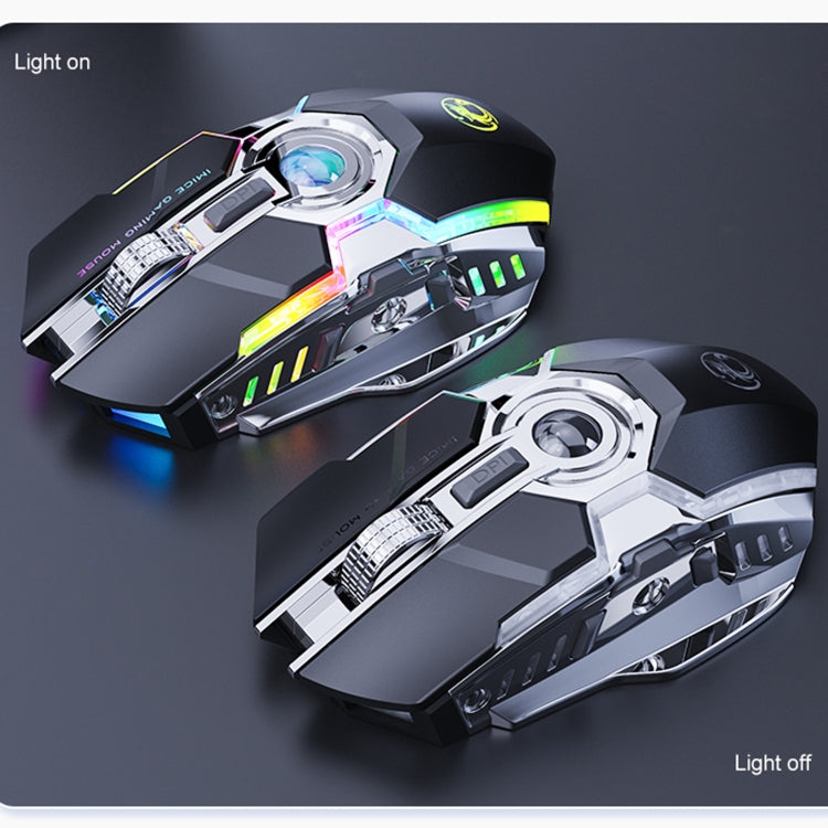 iMICE G7 Colorful Streamer Lights Rechargeable Silent Wireless Mouse, G7(Black)