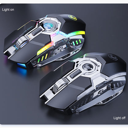 iMICE G7 Colorful Streamer Lights Rechargeable Silent Wireless Mouse, G7(Black)