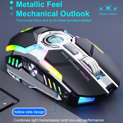 iMICE G7 Colorful Streamer Lights Rechargeable Silent Wireless Mouse, G7(Black)