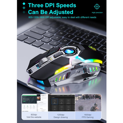 iMICE G7 Colorful Streamer Lights Rechargeable Silent Wireless Mouse, G7(Black)