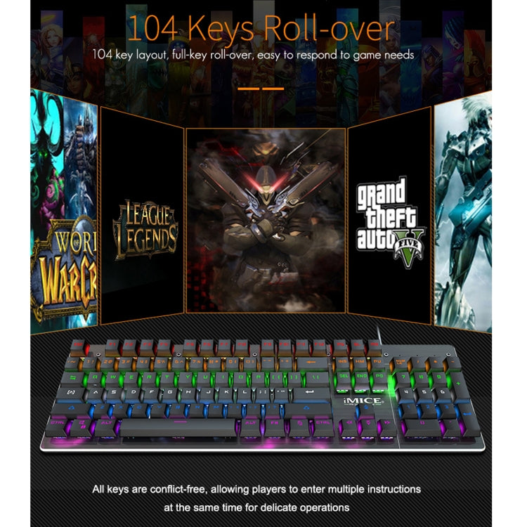 iMICE MK-X80 104 Keys Mechanical Blue-axis Backlight Wired Gaming Keyboard, MK-X80