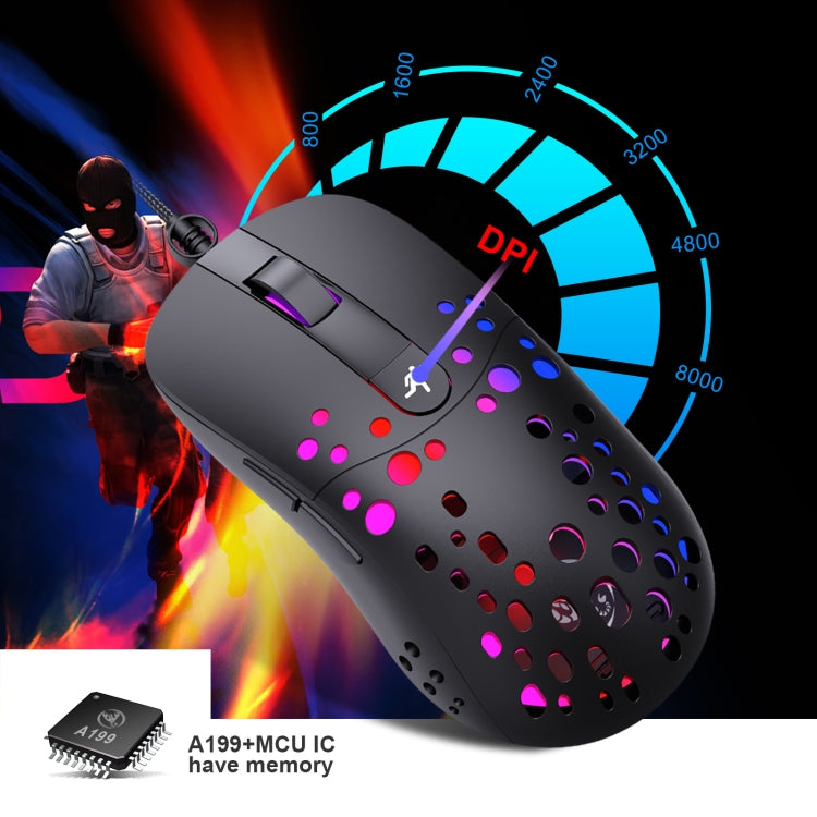 HXSJ A904 RGB Light Macro Programming Mechanical Gaming Wired Mouse, A904