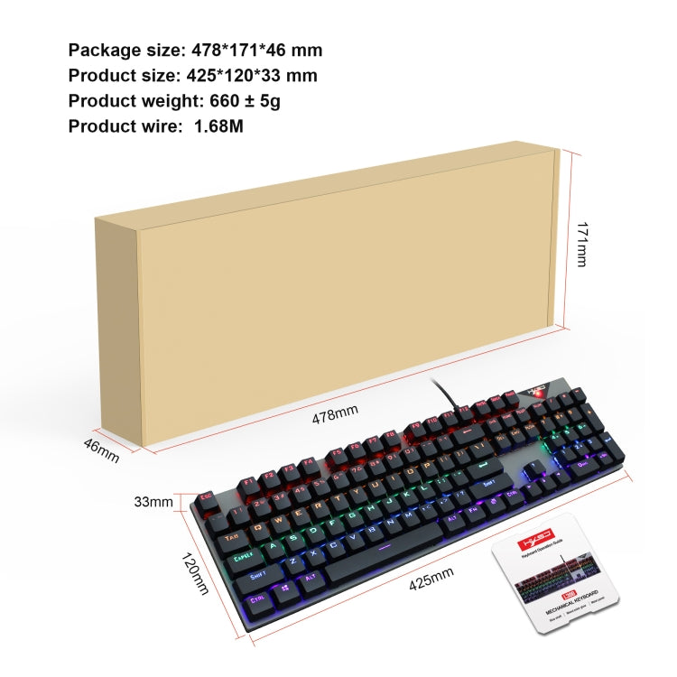 HXSJ L300 104 Keys USB Port LED Lighting Wired Mechanical Keyboard