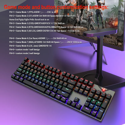 HXSJ L300 104 Keys USB Port LED Lighting Wired Mechanical Keyboard
