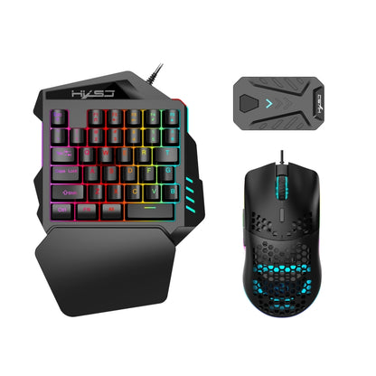HXSJ V100+A883+P8 One-handed Keyboard + Programming Gaming Mouse + Keyboard Mouse Converter Set, V100+J900+P8