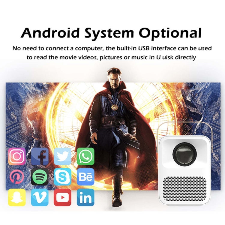 WEJOY Y1 1920x1080P 100 ANSI Lumens Portable Home Theater LED HD Digital Projector with Battery, Android 6.0, 1G+16G, Y1 US Plug