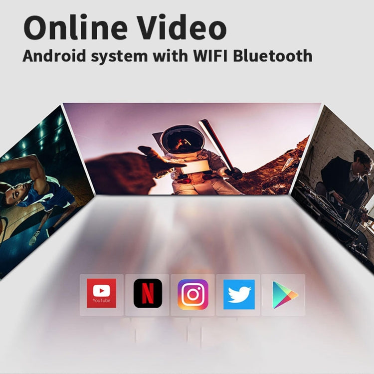 WEJOY A5 1920x1080P 200 Lumens Multi-function Portable Home Theater LED HD Digital Projector Bluetooth Speaker, Android 7.1, 2G+16GB,, A5 AU Plug, A5 EU Plug, A5 UK Plug