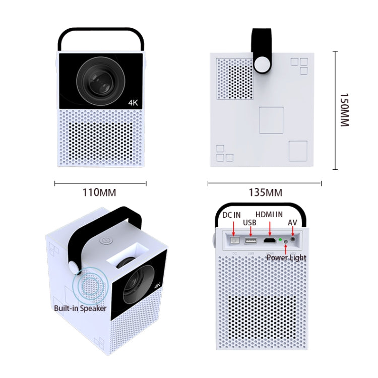 WEJOY Y2 1920x1080P 100 ANSI Lumens Portable Home Theater LED HD Digital Projector, Touch Control Version, Android 9.0, 2G+16G, UK Plug, Y2 EU Plug, Y2 UK Plug, Y2 AU Plug
