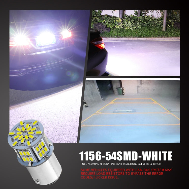 1 Pair E0052 9-14V 1156-54SMD-2835 6000K 1080LM White Light Car Decoding Turn Signal Reversing Light, E0052