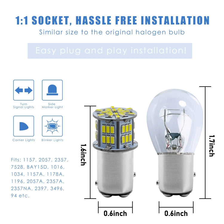 1 Pair E0052 9-14V 1157-54SMD-2835 6000K 1080LM White Light Car Decoding Brake Driving Light, E0053