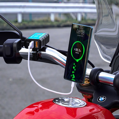 WUPP ZH-1422C2 Motorcycle Square Dual USB Fast Charging Charger with Switch + Integrated SAE Socket + 1m SAE Socket Cable, ZH-1422C2