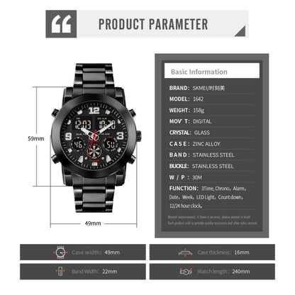SKMEI 1642 Three-time Display Luminous Electronic Watch, Support Alarm Clock