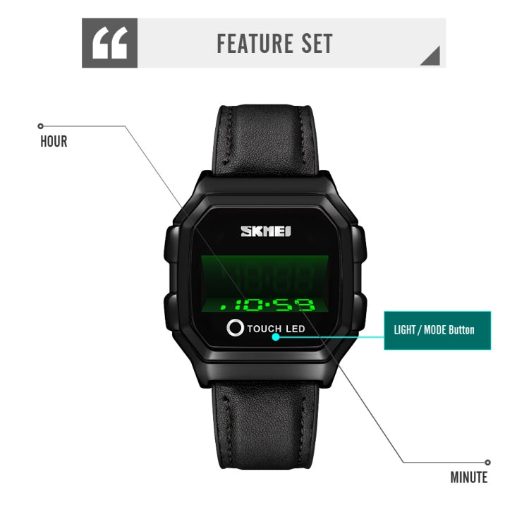 SKMEI 1650 Steel Strap Version LED Digital Display Electronic Watch with Touch Luminous Button, Steel Strap Version