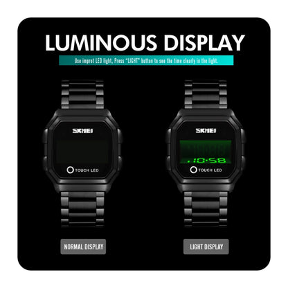 SKMEI 1650 Steel Strap Version LED Digital Display Electronic Watch with Touch Luminous Button, Steel Strap Version