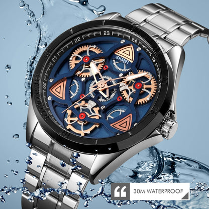 SKMEI 1678 Men Waterproof Quartz Watch with Rotatable Gear Dial