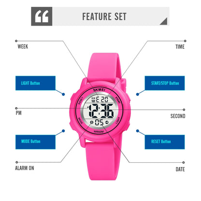 SKMEI 1721 Triplicate Round Dial LED Digital Display Luminous Silicone Strap Electronic Watch