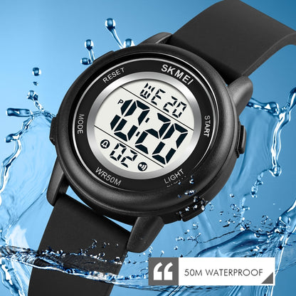 SKMEI 1721 Triplicate Round Dial LED Digital Display Luminous Silicone Strap Electronic Watch