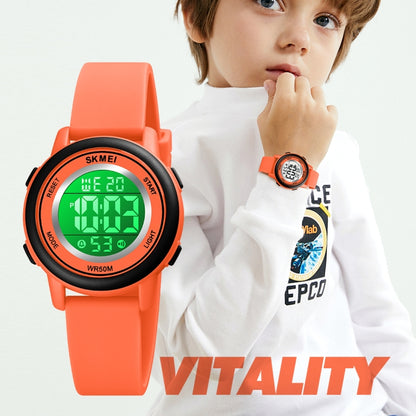 SKMEI 1721 Triplicate Round Dial LED Digital Display Luminous Silicone Strap Electronic Watch