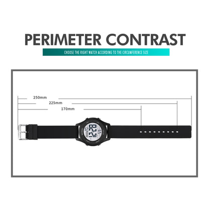 SKMEI 1758 Multifunctional LED Digital Display Luminous Silicone Strap Electronic Watch