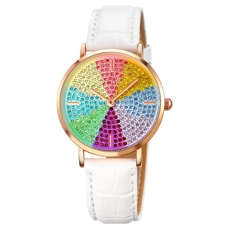 SKMEI 1811 Eight Color Diamond Round Dial Quartz Watch for Ladies