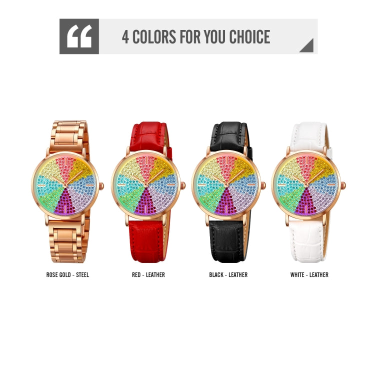 SKMEI 1811 Eight Color Diamond Round Dial Quartz Watch for Ladies