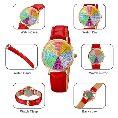 SKMEI 1811 Eight Color Diamond Round Dial Quartz Watch for Ladies