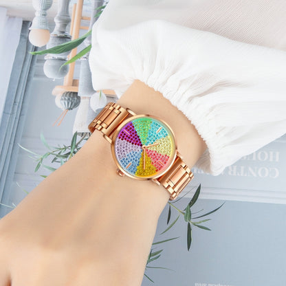 SKMEI 1811 Eight Color Diamond Round Dial Quartz Watch for Ladies