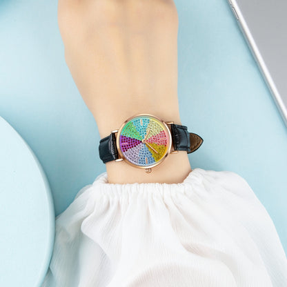 SKMEI 1811 Eight Color Diamond Round Dial Quartz Watch for Ladies