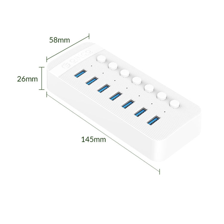 ORICO CT2U3-7AB-WH 7 In 1 Plastic Stripes Multi-Port USB HUB with Individual Switches,, CT2U3-7AB-WH EU Plug, CT2U3-7AB-BK AU Plug, CT2U3-7AB-WH AU Plug, CT2U3-7AB-BK UK Plug, CT2U3-7AB-WH UK Plug, CT2U3-7AB-BK EU Plug