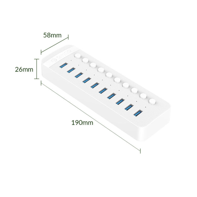 ORICO CT2U3-10AB-WH 10 In 1 Plastic Stripes Multi-Port USB HUB with Individual Switches,, CT2U3-10AB-WH AU Plug, CT2U3-10AB-BK UK Plug, CT2U3-10AB-WH UK Plug, CT2U3-10AB-BK EU Plug, CT2U3-10AB-WH EU Plug, CT2U3-10AB-BK AU Plug