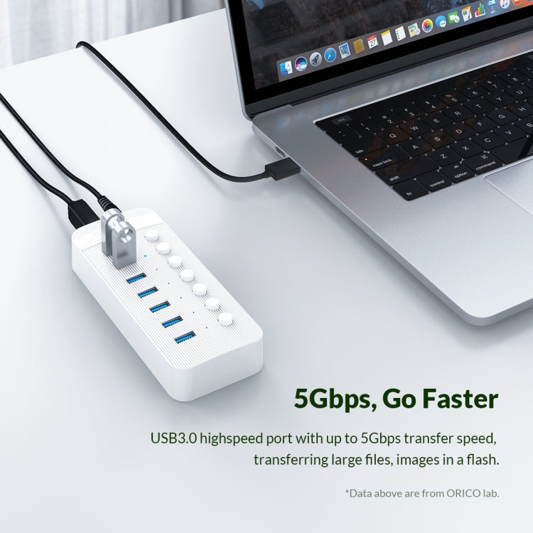 ORICO CT2U3-10AB-WH 10 In 1 Plastic Stripes Multi-Port USB HUB with Individual Switches,, CT2U3-10AB-WH AU Plug, CT2U3-10AB-BK UK Plug, CT2U3-10AB-WH UK Plug, CT2U3-10AB-BK EU Plug, CT2U3-10AB-WH EU Plug, CT2U3-10AB-BK AU Plug