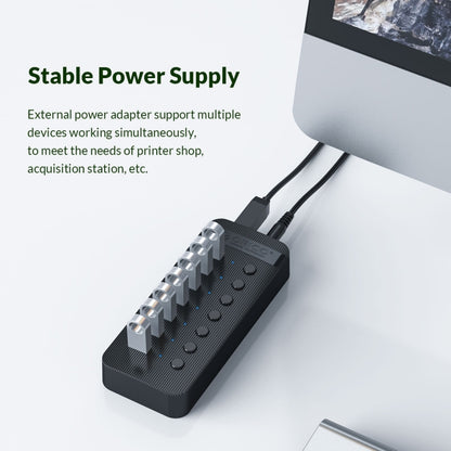 ORICO CT2U3-10AB-WH 10 In 1 Plastic Stripes Multi-Port USB HUB with Individual Switches,, CT2U3-10AB-WH AU Plug, CT2U3-10AB-BK UK Plug, CT2U3-10AB-WH UK Plug, CT2U3-10AB-BK EU Plug, CT2U3-10AB-WH EU Plug, CT2U3-10AB-BK AU Plug