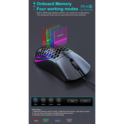 iMICE T60 7-key Custom Colorful Luminous Wired Honeycomb Gaming Mouse, Cable Length: 1.8m, T60