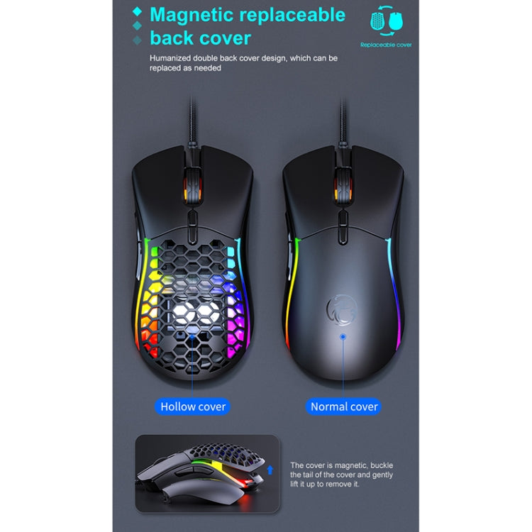 iMICE T60 7-key Custom Colorful Luminous Wired Honeycomb Gaming Mouse, Cable Length: 1.8m, T60
