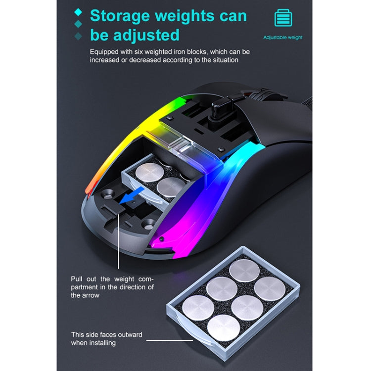 iMICE T60 7-key Custom Colorful Luminous Wired Honeycomb Gaming Mouse, Cable Length: 1.8m, T60