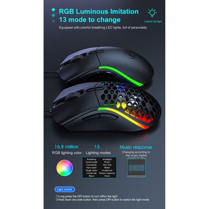 iMICE T60 7-key Custom Colorful Luminous Wired Honeycomb Gaming Mouse, Cable Length: 1.8m, T60