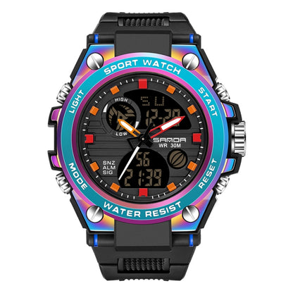 SANDA Dual Digital Display Luminous Stopwatch Chronograph Alarm Clock Men Quartz Sports Watch