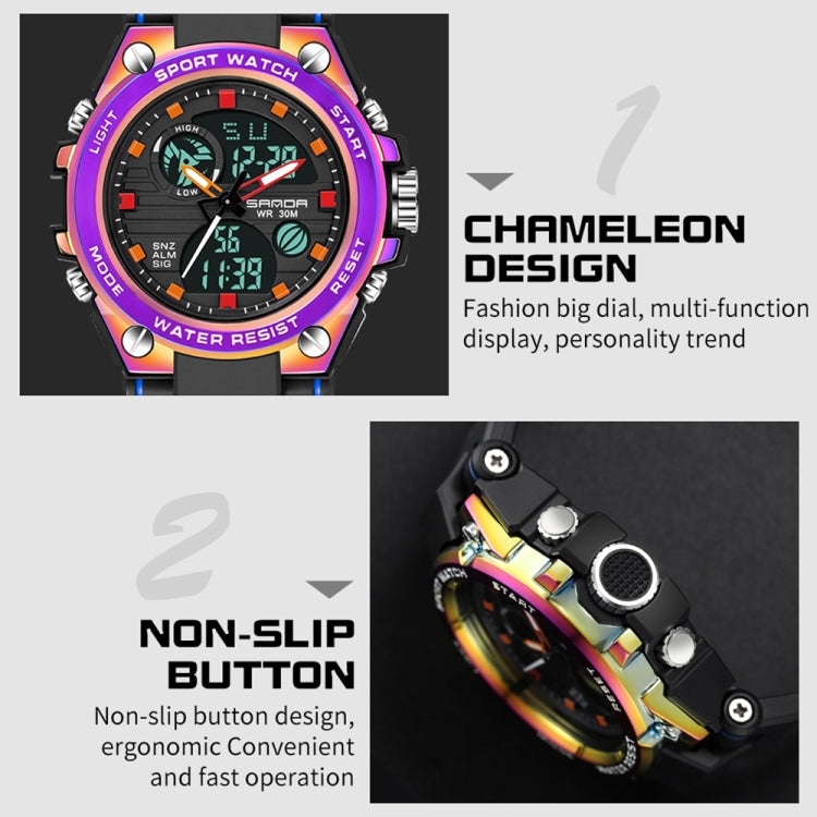 SANDA Dual Digital Display Luminous Stopwatch Chronograph Alarm Clock Men Quartz Sports Watch