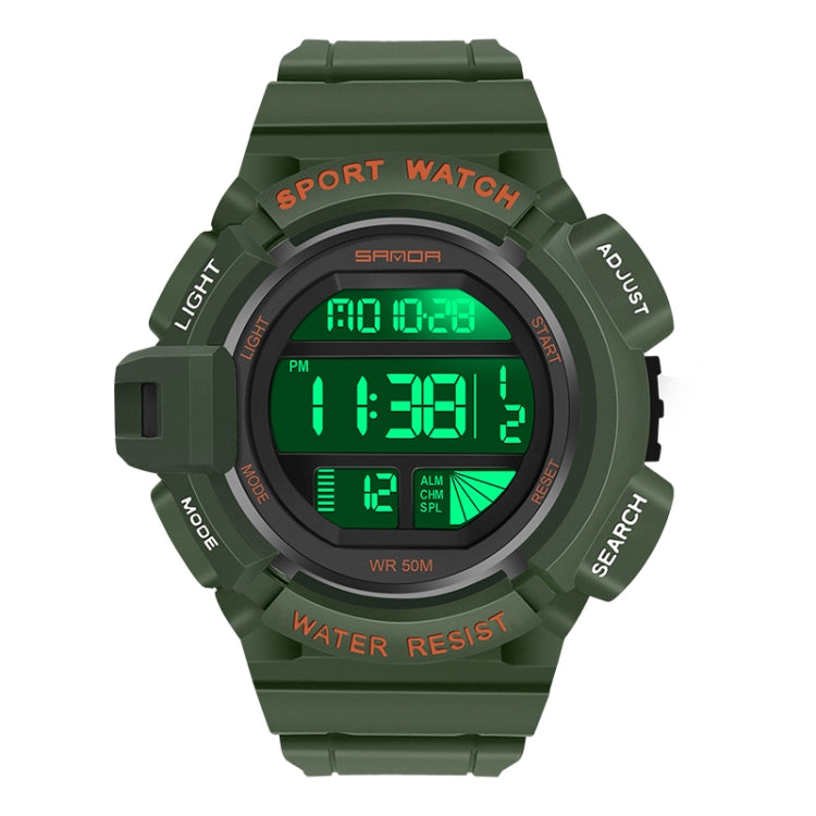 SANDA 2106 LED Digital Display Luminous Alarm Clock Men Outdoor Sports Electronic Watch