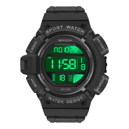 SANDA 2106 LED Digital Display Luminous Alarm Clock Men Outdoor Sports Electronic Watch