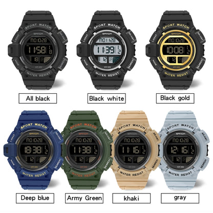 SANDA 2106 LED Digital Display Luminous Alarm Clock Men Outdoor Sports Electronic Watch