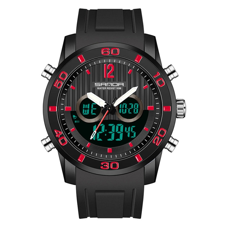 SANDA 3106 Dual Digital Display Men Outdoor Sports Luminous Shockproof Electronic Watch