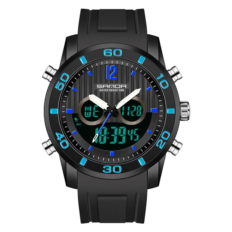 SANDA 3106 Dual Digital Display Men Outdoor Sports Luminous Shockproof Electronic Watch