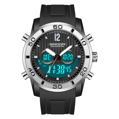 SANDA 3106 Dual Digital Display Men Outdoor Sports Luminous Shockproof Electronic Watch
