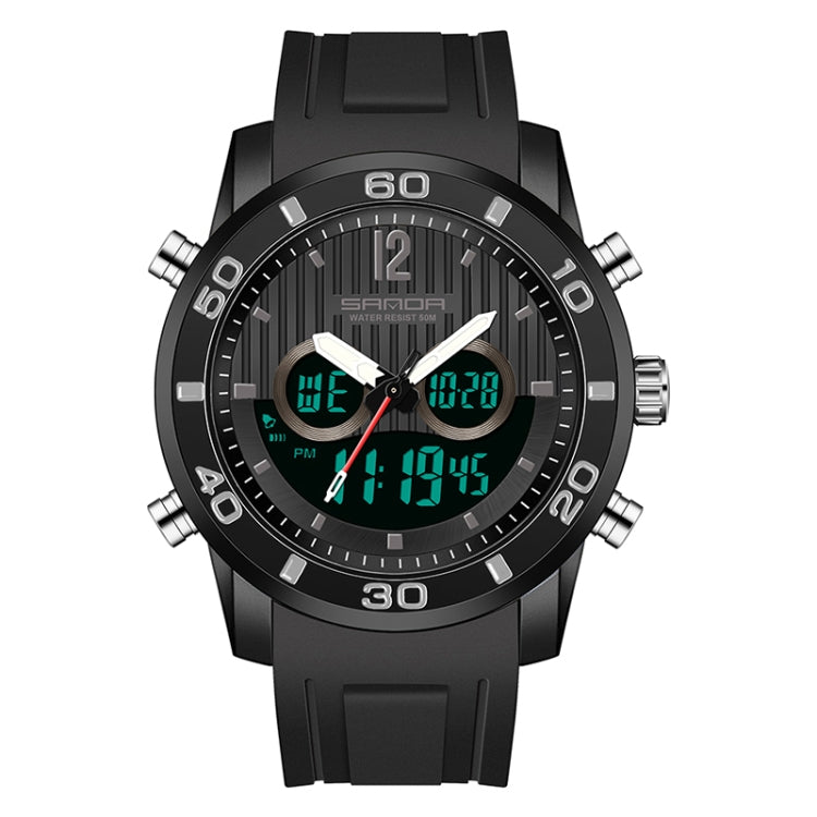 SANDA 3106 Dual Digital Display Men Outdoor Sports Luminous Shockproof Electronic Watch