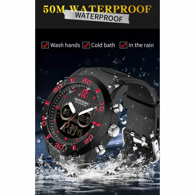 SANDA 3106 Dual Digital Display Men Outdoor Sports Luminous Shockproof Electronic Watch