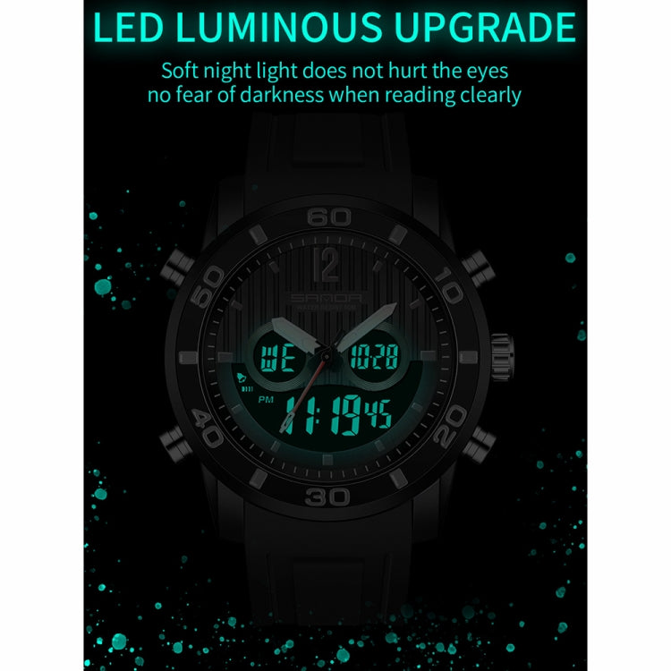 SANDA 3106 Dual Digital Display Men Outdoor Sports Luminous Shockproof Electronic Watch